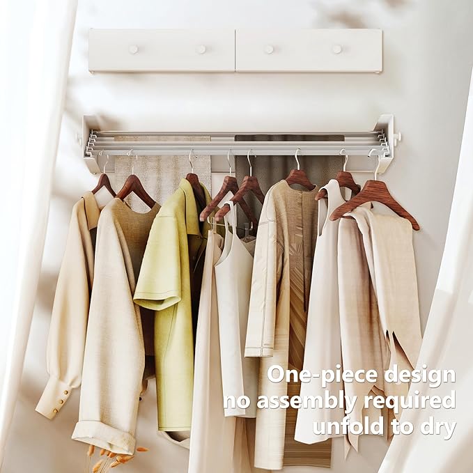 Wall Mounted Drying Rack,28 Inch,Clothes Drying Rack Wall Mounted,Foldable,Retractable,Collapsible Drying Raks for Laundry
