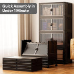 Jalove 30Gal Large Storage Bins with lids, 120QT Plastic Stackable Storage Containers with Wheels, Collapsible Closet Organizer and Storage Drawers,Clothes Organization for Cabinet Home, 1Pack Black