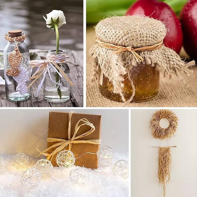 Anvin 1 Roll Natural Raffia Paper Ribbon Matte Twine Raffia Ribbon Paper Decorative String for Festival Gift Wrapping, Crafts and DIY 1/4" Wide by 660 Feet Each Roll (Natural Color)