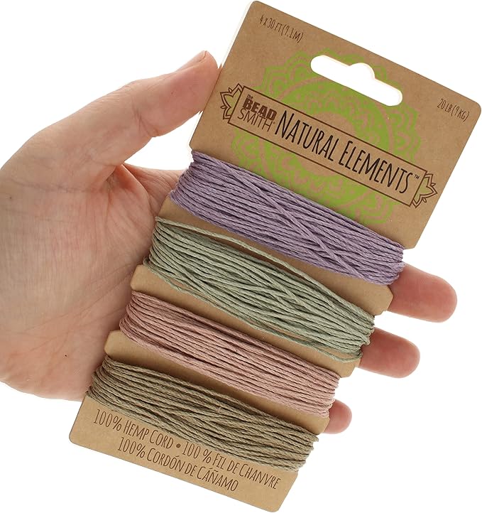 The Beadsmith 100% Hemp Cord – Vintage Colors – 1mm, 30 Foot Spool, 20LB Test Strength – Twine for Jewelry Making, Macrame, Paper Crafts, Gardening, Scrapbooking, Home Décor, DIY String Art & More
