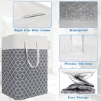 BlissTotes 3-Pack Laundry Basket, Freestanding＆Waterproof Laundry Hamper, Collapsible Tall Clothes Hamper with Easy Carry Handles for Clothes, Towels in the Family and Dorm,Clover Grey,88L