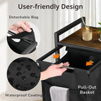 Laundry Hamper, Laundry Basket with 4 Pull-Out Removable Oxford Fabric Bags, 4 x 10.6 Gallons, Total 160L, Cloth Laundry Sorter with a Top Shelf 45.7"x13" (Black and Rust)