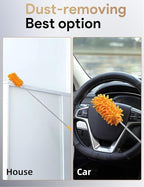 Microfiber Duster for Cleaning, Tukuos Hand Washable Dusters with 4pcs Replaceable Microfiber Heads, Extendable Pole, Detachable Cleaning Supplies for Office, Car, Window, Furniture, Ceiling Fan