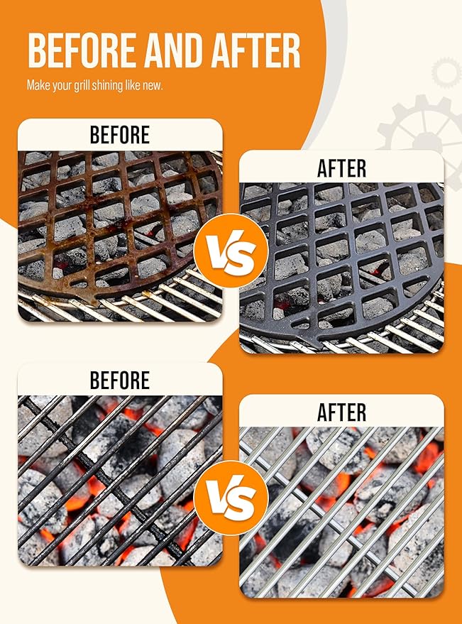 Grill Brush Bristle Free, Grill Cleaner Brush with 5 Replacement Heads, Ultra Safe Grill Brush for Outdoor Grill, Cast Iron, Stainless Steel Grates, Grill Scraper Outdoor BBQ Grill, Red