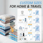 Cozy Essential Travel Vacuum Storage Bags with Rechargeable Cordless USB Pump, Space Saver Bags for Luggage, Suitcase, Carry-On, for Clothes, Blankets, Bedding & Seasonal Storage,12 Combo