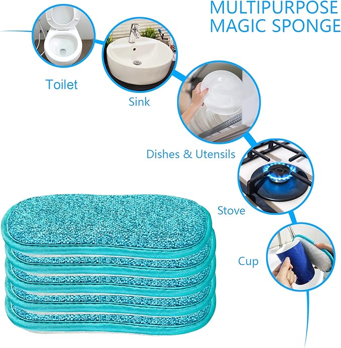 Kitchen Dish Sponge Scrubber Non Scratch, Dishcloth No Odor Reusable Washable Multipurpose Scrub Pads Sponges Heavy Duty for Dawn Dish Soap Cleaning of Sink Pans