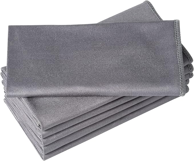 6 Pack Microfiber Glass Cleaning Cloth, 16 Inch X 16 Inch, Lint Free Quickly Clean Window, Glasses, Windshields, Mirrors, and Stainless Steel, Grey