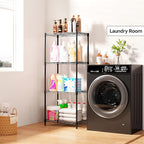 M MZG 4 Tiers Shelf Metal Storage Shelves Wire Rack Closet Organizers for Garage Kitchen Bathroom Laundry Black 11.8" D x 17.7" W x 41.9" H
