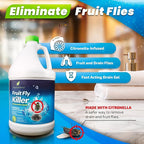 Natural Elements Fruit Fly Killer | Drain Flies, Gnats, Flying Ants | Home & Commercial Use | Non-Toxic Gel Formula | 1 Gallon | 128 Fl Oz