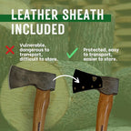 FORESTER Woodman 24in Wood Cutting Axe with Sheath - Multipurpose Axe with Hickory Handle for Wood Splitting and Chopping - Hand Forged Swedish Steel