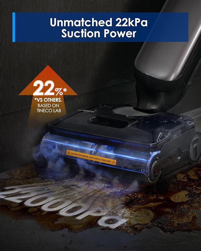 Tineco Floor One S9 Artist Steam Wet Dry Vacuum Cleaner, High-temp Steam Cleaning, 22kPa Suction, 360° SmoothDrive, Anti-Tangle Design, 185°F Flashdry, Long Runtime, 180° Lay-Flat