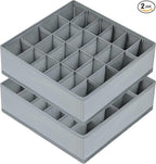 Joyoldelf Sock Drawer Organizer Divider 2 Packs Underwear Organizer, 24 Cell Closet Organizers and Storage Organizer Sock Holders Organizers for Storing Socks, Handkerchiefs, Ties, Belts (Grey)