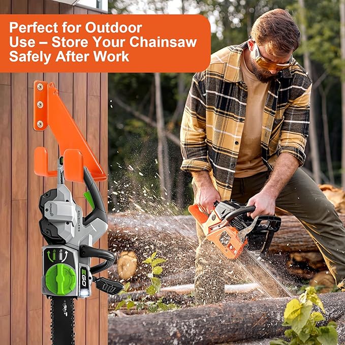 Chainsaw Hanger,1 Pack Durable Chainsaw Holder, Heavy Duty Wall Mount Hanger, Chainsaw Storage Rack for Garage & Shed, Anti-Scratch Organizer for Garage Organization