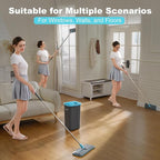 JOYMOOP Microfiber Mop Pads Replacement for JOYMOOP Flat Mop Bucket Set, Pack of 4 Refills 13-inch - Grey & Cyan Blue