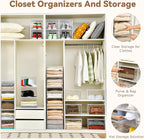 Closet Organizers and Storage, Acrylic Clear Plastic Storage Bins with Magnetic Door, 8 Pack Storage Containers for Clothes Home Organization Purse Bag Cabinet Display Closet Organizer System