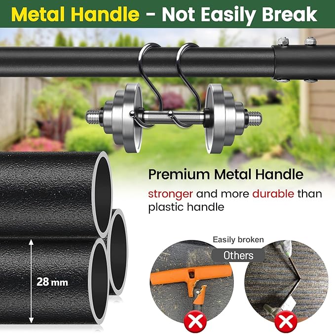 Edger Lawn Tool, Sharp Saw-Tooth Half Moon Hand Lawn Edging Tool for Landscaping, Adjustable 49" Long Handle Manual Edgers with T-Grip for Sidewalk Yard Garden Flower Bed Border Cable Burying