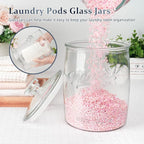 Folinstall 1 Gallon Glass Cookie Jar, Large Glass Jar with Airtight lid, Glass Food Storage Container for Cookies, Candy, Flour, Dog Treats, Coffee, Laundry Room Storage & Pantry