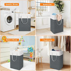 TasticTotes laundry basket 3-Pack, laundry hamper, Hamper with handles, collapsible laundry baskets, Waterproof dirty clothes hamper, Towel Storage for Home or Dorm, 88L-Grey