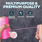 Pink Mason Line String – 393ft, 1.3mm Thick Twisted Polypropylene – Durable Construction Twine for Laying Bricks, Blocks, Fences in Gardening, DIY & Landscaping Projects