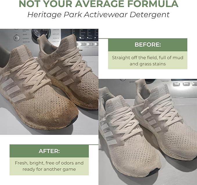 Athletic Sport Active wear Laundry Detergent | 4x Powerful Plant-Based Formula with Cleaning Enzymes for Sport Wash | Fragrance Free Natural Odor & Stain Remover