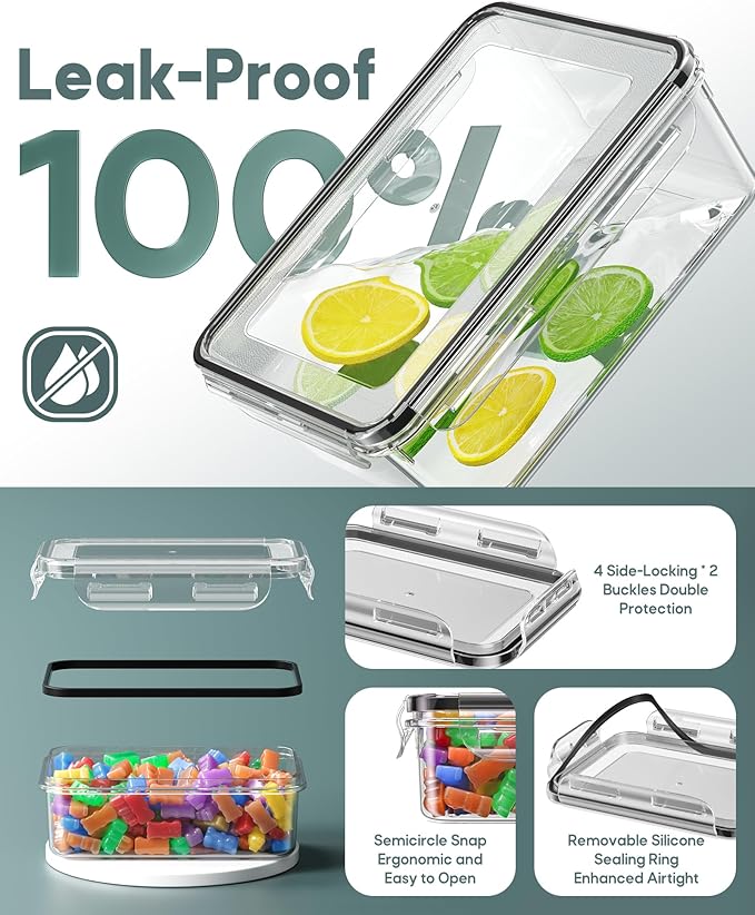 60 PCS Food Storage Containers with Lids Airtight, (30 Lids & 30 Containers) Leak proof Containers Set for Kitchen, Meal Prep, BPA-Free, PVC-Free Plastic, Microwave/Dishwasher Safe, Extra Labels & Pen