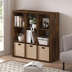 Furinno Cubicle Open Back Decorative Cube Storage Organizer, 9-Cube, Amber Pine