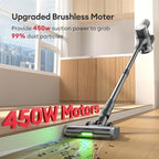 Ultenic Cordless Vacuum Cleaner, 450W 40Kpa Stick Vacuum with Car Dashboard Screen, Tangle-Free Brush for Pet Hair, Max 45mins Runtime, LED Display Tools for Hard Floor, Carpet, Car Cleaning, U12