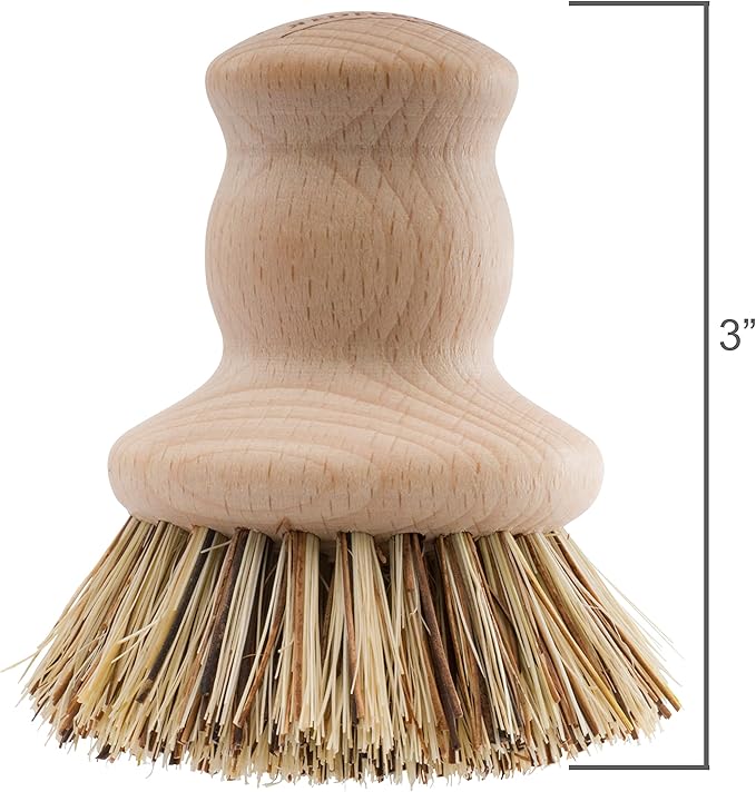 Redecker Union Fiber Pot Brush with Untreated Beechwood Handle, Set of 2, 2-1/2-inch Diameter, Made in Germany
