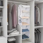 BrilliantJo 5 Shelves Hanging Closet Organizer, 2 Pack Hanging Storage with 6 Side Pockets for Clothes Shoes, 43"x12"x12"(Marblizing)