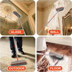 BITOPE Floor Scrub Brush with Long Handle, Heavy Duty Deck Scrubber with Stiff Bristles,Garage Concrete Cleaner Tool for Cleaning Tile Patio Outdoor Porch Indoor Kitchen Shower Bathroom