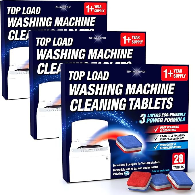 Washing Machine Cleaner Tablets 84 Pack for HE Top Load - Eco Friendly Washer Machine Cleaning Tablets - 3 Layers Septic Safe Wash Machine Full Deodorizer Descaler Protector - 3 Plus Year Supply