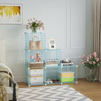 C&AHOME Wire Cube Storage, 6 - Cube Organizer Metal C Grids, Modular Shelves Units, Closet Organizer, Ideal for Home, Office, Living Room, 36.6”L x 12.4”W 36.6”H, Blue UWCS3006B