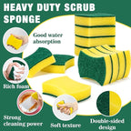 MAQIHAN 18PCS Heavy Duty Scrub Sponge - Dish Scrubber Sponge Non Scratch Double Sided Reusable Cleaning Scouring for Kitchen Dishes, Pots, Pans, Sink Bulk Household Cleaning.