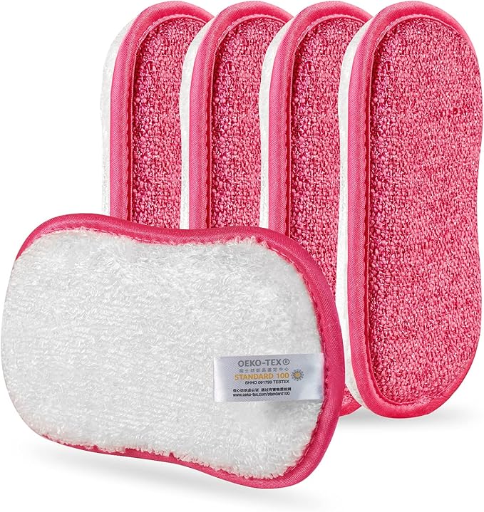 Kitchen Dish Sponge Scrubber Non Scratch, Dishcloth No Odor Reusable Washable Multipurpose Scrub Pads Sponges Heavy Duty for Dawn Dish Soap Cleaning of Sink Pans