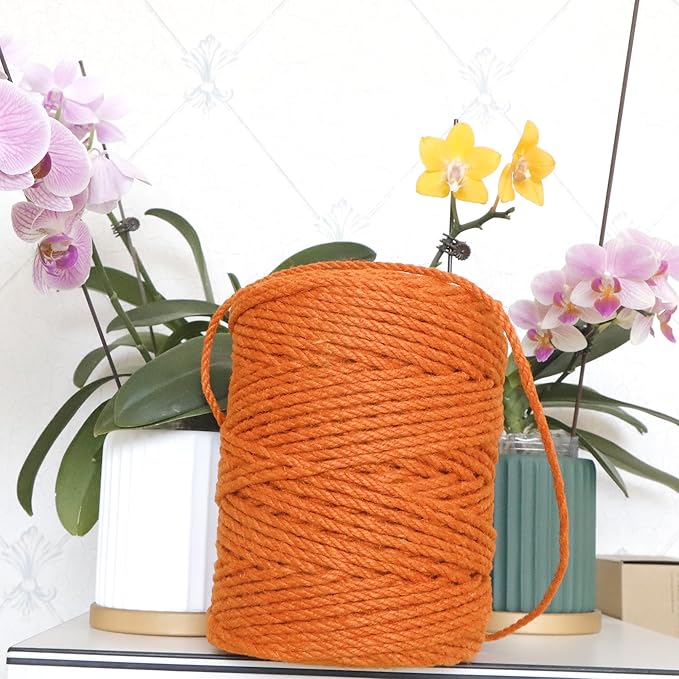 4mm x 500 Feet Orange Jute Rope, Twine for Gardening Tomato Climbing Plant Tie Floristry Crafts Gift Wrapping Packing Decor