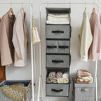 GRANNY SAYS Hanging Closet Organizer 6 Shelves, Closet Organizers and Storage with 5 Drawers, 6 Side Pockets Closet Hanging Organizer, Hanging Storage Organizer for Closet, Baby Clothes, Gray