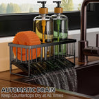 Cisily Dish Soap Dispenser, 16 fl Oz Dual Kitchen Soap Dispensers with Sponge Holder, Customized Stainless Steel Kitchen Soap Dispenser Set, Modern Hand and Dish Soap Bottle Set Removable