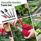 Garden Tool Set, 5Pcs Garden Tools with Extensions, Heavy Duty Rustproof Metal Gardening Tool Shovel Weeder Tiller Pruning Shear Gardening Supplies Garden Gifts for Women Kids