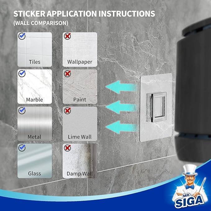 MR.SIGA Toilet Bowl Brush and Holder, Durable and Flexible Bristles, Wall Mounted Toilet Brush for Bathroom Cleaning, Black, 1 Pack