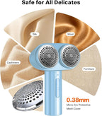 TORRAS Dual-Head Fabric Shaver, Longest Durability & 50ml Large Capacity Rechargeable Lint Removers to Remove Pills, 6-Leaf Blades Defuzzer, Electric Shaver for Clothes Couch Furniture, Blue