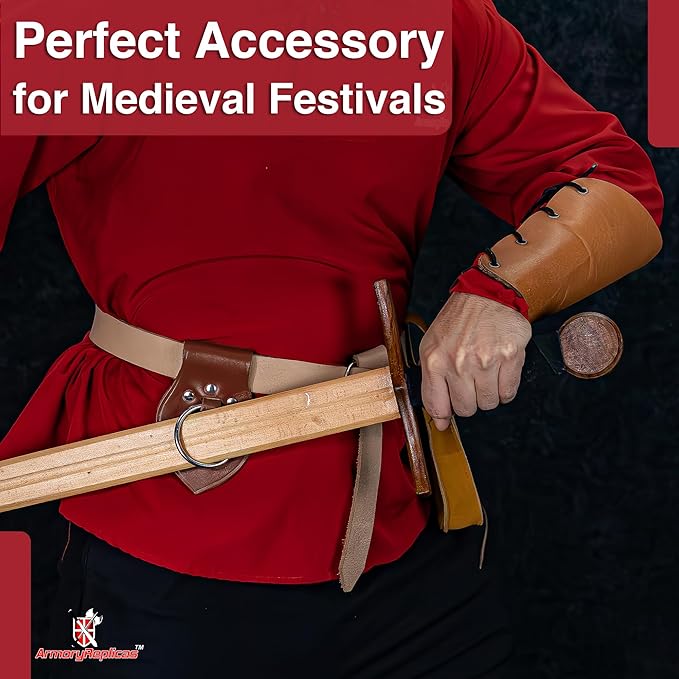 Armory Replicas - Genuine Rawhide Leather Universal Axe Frog - Medieval Hand Crafted O-Ring Funcitonal Outdoor Costume LARP Weapon Holder