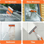 Eazer 46'' Professional Window Cleaner Tool, 2-in-1 Rotatable Squeegee for Window Cleaning Kit, Window Washing Equipment Kit with Threaded Extension Pole(20''-46'') for Shower/Windshield.