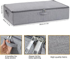 Underbed Storage Organizers, 31.5 x 15.7 x 5.9 Inch Container Bags with Lids and Handles, Storage Boxes for Blanket, Pillows, Shoes, Grey, 2 Pack