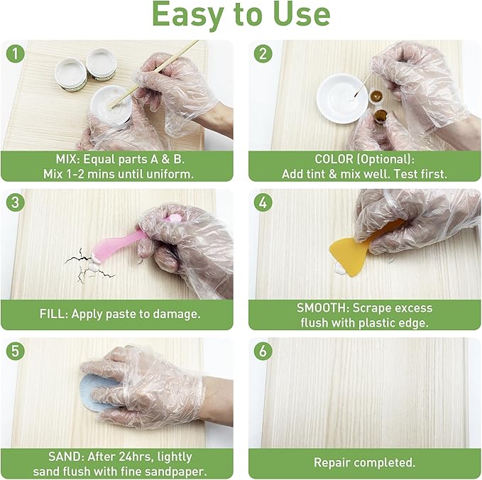 Surface Repair Kit for Tubs, Tiles, Countertops - Fixes Chips, Cracks, Scratches, Holes (Fiberglass, Porcelain, Stone, Acrylic)