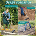 Garden Rake, 8 Tines Garden Weeding Rake with Sharp Blade with Steel Adjustable Handle (31'' to 63''), Garden Weed Puller Tool for Clearing Weed, Loosening Soil and Flower Beds