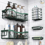 5-Pack Rustproof Stainless Steel Shower Caddy – No Drill Adhesive Bathroom Organizer with Large Capacity, Spacious Shower Shelves for Inside Shower, Kitchen & Home Decor Storage-XL Size