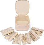 Vlando Travel Jewelry Case,Jewelry Organizer with 6 zipper velvet Jewelry bags for Women Girl,Wedding Birthday Gift Ideas for Women Earrings Rings Storage Gift Box Packaging Pink