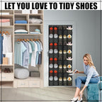 Windyun 2 Pack 40 Over the Door Shoe Organizers Large Mesh Pocket Hanging Shoe Rack for Closet Nonslip Behind Dorm Door Storage Holder Dorm Essentials Back to School Organizer for College(Black)