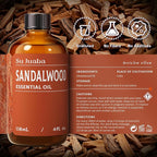 SU JUABA Sandalwood Oil 4 Fl Oz, 100% Natural Aromatherapy Oil for Diffuser,Skincare, Hair Care, DIY Fragrance, and Relaxation - 118ML