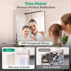 TokeShimi 36x24 Medicine Cabinet Mirror with Storage Tempered, Aluminum Surface Mount or Recessed Medicine Cabinet Silver with Adjustable Shelves for Bathroom Wall Cabinet Farmhouse